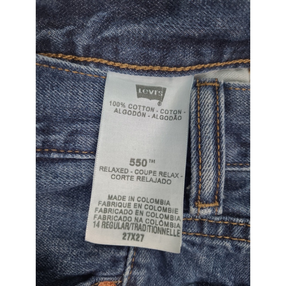 Levis 550 Jeans Boys Size 14R Regular Relaxed Fit Size 27x27 Blue Denim Kids - Picture 5 of 14